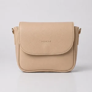Ivory Pebbled Leather Crossbody Handbag