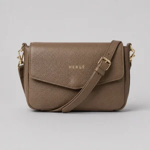 Brown Pebbled Leather Crossbody Handbag