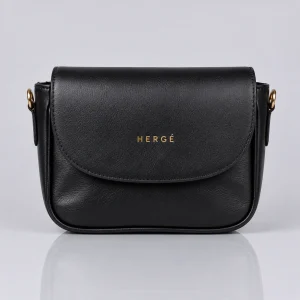 Black Textured Leather Crossbody Handbag